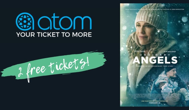 Atom Tickets | 2 FREE Movie Tickets | Ordinary Angels