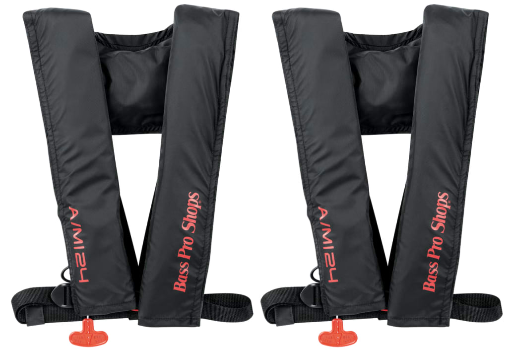 Bass Pro Shops AM24 Auto/Manual Inflatable Life Vest 2-Pack for $120 + free shipping