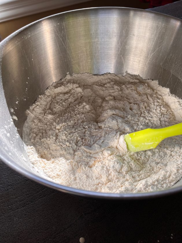 prepping dough for mix