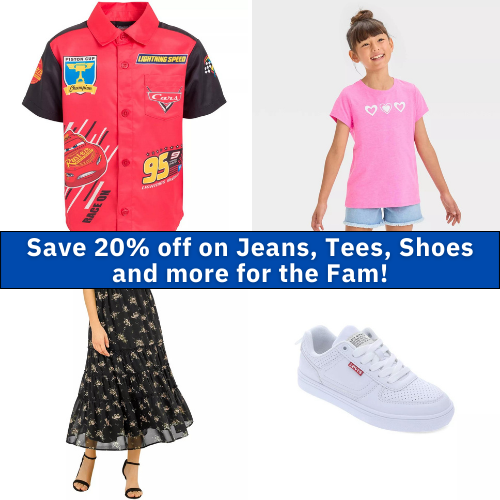 Save 20% off on Jeans, Tees, Shoes and more for the Fam from $4.80 (Reg. $6+) – ends 2/19!