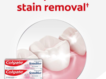 Colgate 3-Pack Whitening Toothpaste for Sensitive Teeth, Fresh Mint Gel as low as $5.84 After Coupon (Reg. $18) + Free Shipping – $1.95/6 Oz Tube