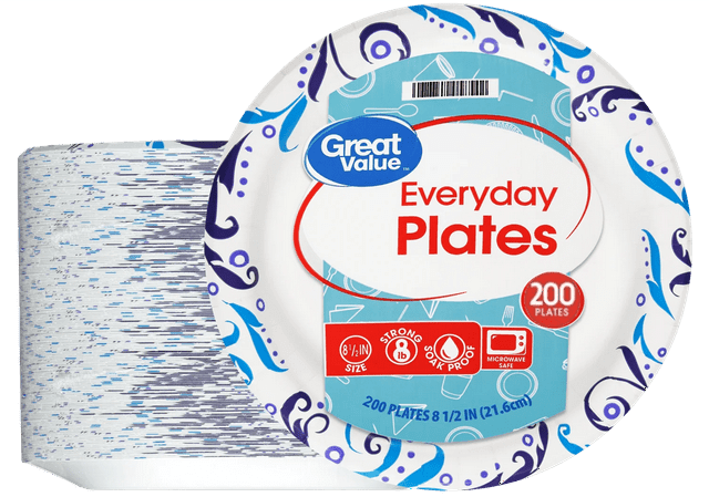 Great Value Everyday Strong 200-Count Disposable Paper Plates for $10 + free shipping w/ $35