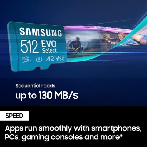 SAMSUNG 512GB EVO Select Micro SD-Memory-Card + Adapter $24.99 (Reg. $40)
