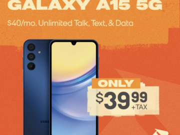 Samsung Galaxy A15 5G 128GB Android Phone for Boost Mobile + 1 Mo. Unlimited Talk/Text/Data for $80 + free shipping