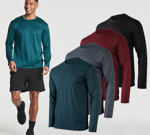 Real Essentials 4-Count Men’s Dry-Fit UV Moisture Wicking Long-Sleeve Shirts w/ UPF 50+ $29.74 (Reg. $50) – $7.44 Each – Various Colors & Sizes