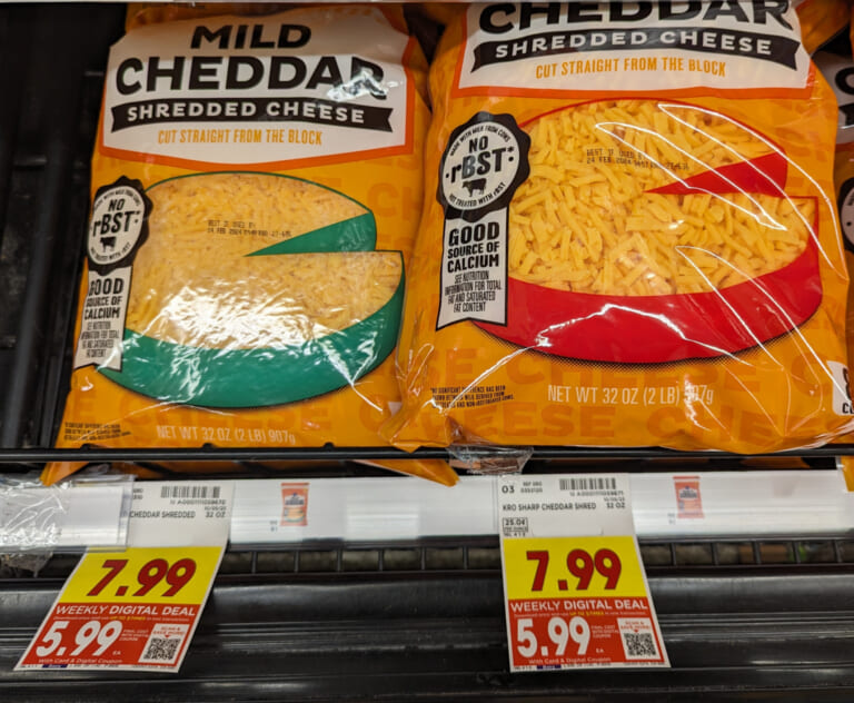 Big Bags Or Blocks Of Kroger Cheese Just $5.99