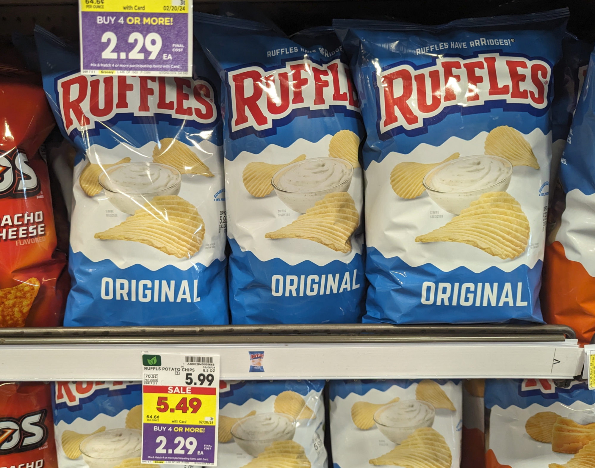 Ruffles Potato Chips As Low As $1.54 At Kroger (Regular Price $5.99)