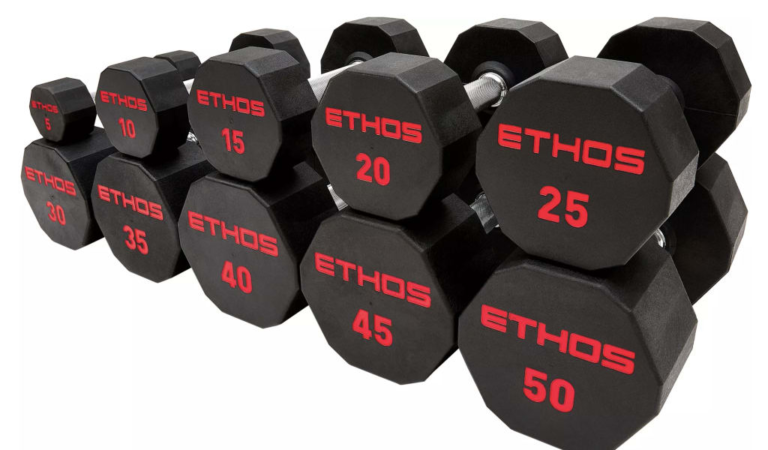 Ethos Rubber Hex Dumbbells from $13 + free shipping w/ $49