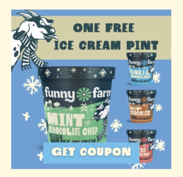 Coupon Free Pint of Funny Farm Ice Cream