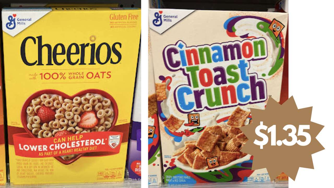 $1.35 Cheerios & Cinnamon Toast Crunch Cereal at Publix