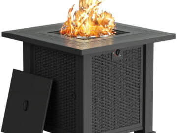 28" Square 50,000 BTU Propane Fire Pit Table for $140 + free shipping