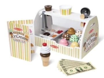Melissa & Doug Wooden Scoop and Serve Ice Cream Counter (28 pcs)