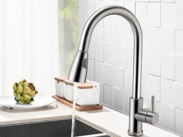 Brushed Nickel Stainless Steel Kitchen Sink Faucet with Pulldown Sprayer