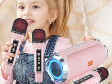 Karaoke Portable Bluetooth Speaker with 2x Wireless Microphones $29.99 After Coupon (Reg. $59.98) + Free Shipping