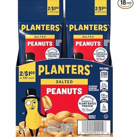 Planters Salted Peanuts 1.75 ounce (18 Pack) only $7.91 shipped!