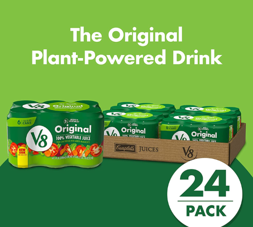V8 Original 100% Vegetable Juice Cans, 24 Pack 11.5 oz Cans as low as $11.65 Shipped Free (Reg. $24.15) – 49¢/Can
