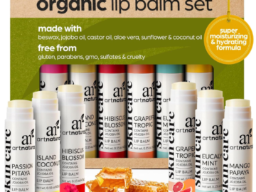 ArtNaturals 6-Pack Organic Beeswax Lip Balm Gift Set as low as $5.97 After Coupon (Reg. $12) + Free Shipping – 99¢/Stick