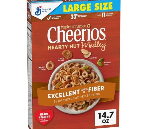 Cheerios Maple Cinnamon Hearty Nut Medley Cereal as low as $3.08 Shipped Free (Reg. $7.13)