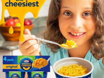 Kraft 4-Pack Original Mac & Cheese Dinner, 1.9 oz Cups as low as $5.20 After Coupon (Reg. $6.49) + Free Shipping – $1.30/Cup – Gluten Free
