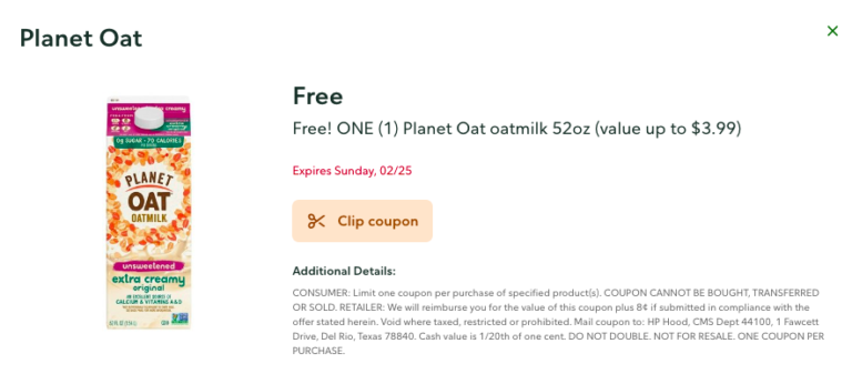 FREE Planet Oat Oatmilk | Publix Digital Coupon Good Through Tomorrow!