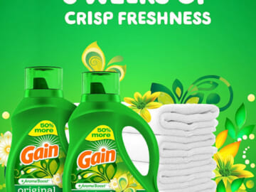 Gain 90-Load Original Liquid Laundry Detergent Plus Aroma Boost as low as $10.91 After Coupon (Reg. $17) – 12¢/Load + Free Shipping