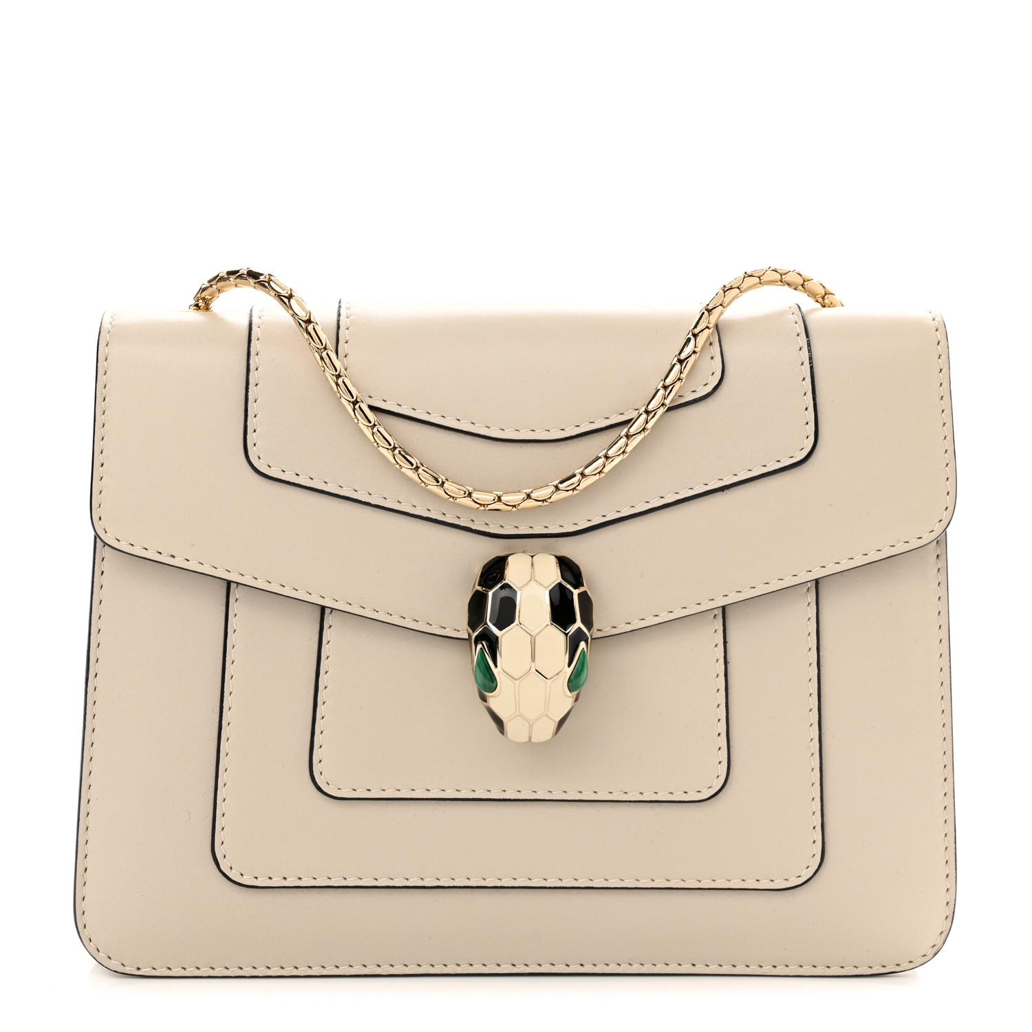 BULGARI Calfskin Small Serpenti Forever Snake Strap Crossbody Bag in the color Grey by FASHIONPHILE