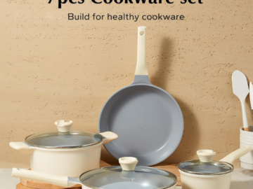 Experience the epitome of healthy cooking with Ceramic Non Stick Pots and Pans, 7-Piece Set for just $43.99 After Code + Coupon (Reg. $79.99) + Free Shipping