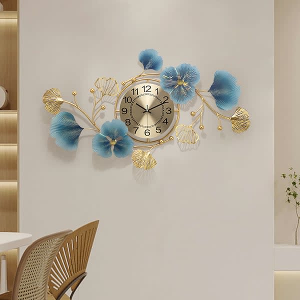 Homary 3D Metal Ginkgo Leaves Wall Clock for $64 + free shipping