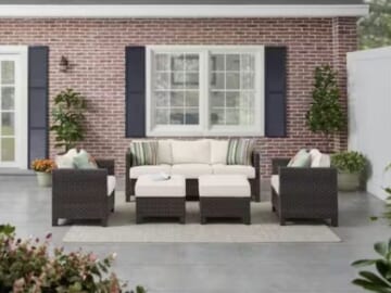 Sharon Hill Powder Coating 5-Piece Dark Wicker Patio Conversation