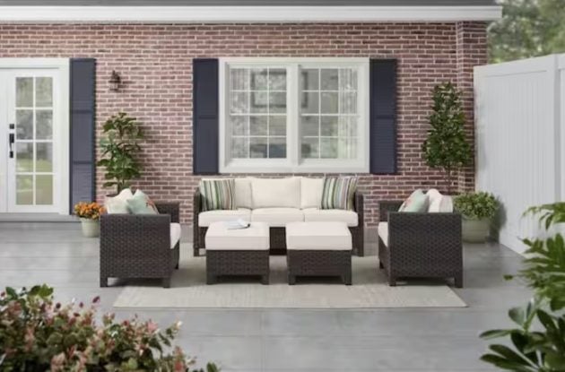 Sharon Hill Powder Coating 5-Piece Dark Wicker Patio Conversation