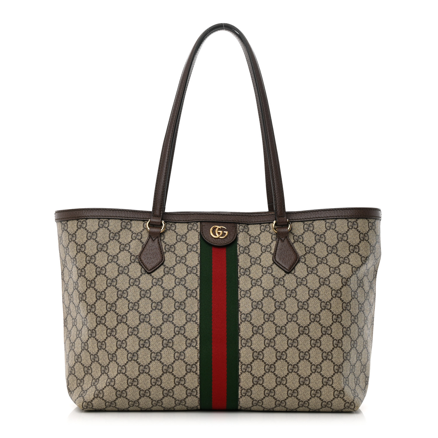 GUCCI GG Supreme Monogram Medium Ophidia Shopping Tote in the color Brown by FASHIONPHILE