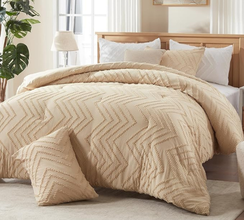 Boho Tufted 3-Piece All-Season Down Alternative Comforter Set from $35.99 After Coupon (Reg. $60) + Free Shipping – Beige or Pink
