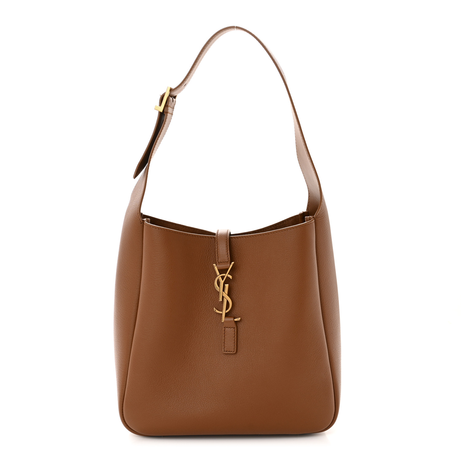 SAINT LAURENT Smooth Calfskin Small Le 5 A 7 Soft Hobo in the color Fox by FASHIONPHILE