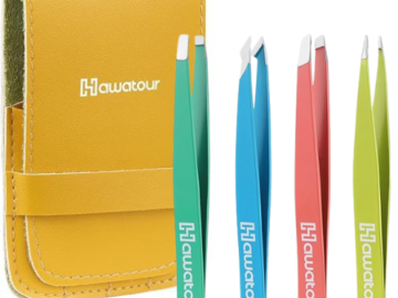 4-Piece Eyebrows Tweezers and Scissors with Leather Case $5.59 After Coupon (Reg. $7.99)