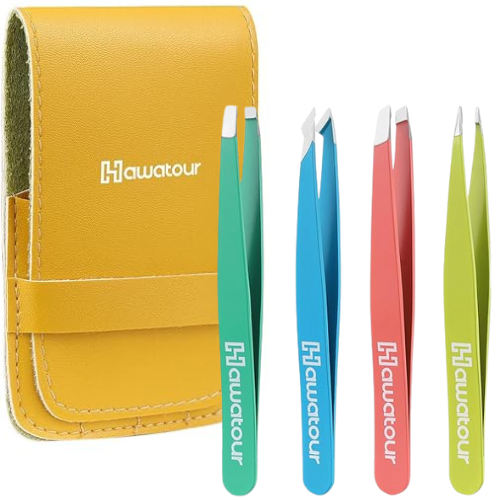 4-Piece Eyebrows Tweezers and Scissors with Leather Case $5.59 After Coupon (Reg. $7.99)