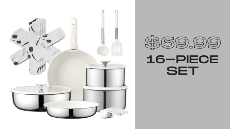 Carote 16-Piece Cookware with Detachable Handles $69.99 (reg. $200)