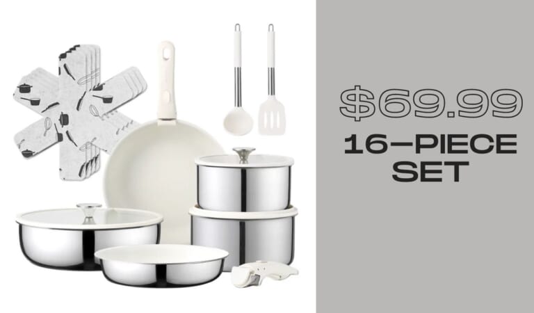 Carote 16-Piece Cookware with Detachable Handles $69.99 (reg. $200)