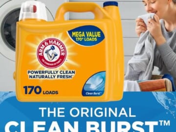 Arm & Hammer Clean Burst Liquid Laundry Detergent, 170-Oz as low as $8.38 After Coupon (Reg. $16) + Free Shipping – 5¢/Load