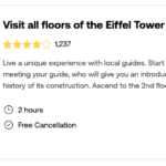 screenshot of eiffel tour booking for tour on Viator