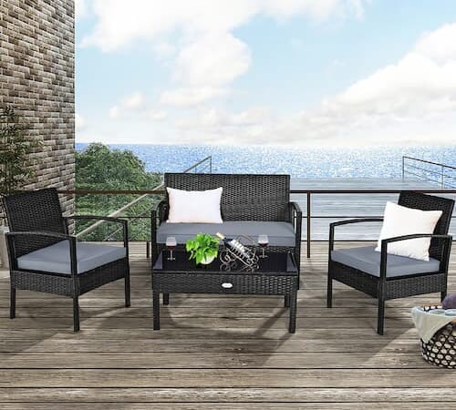 Rattan 4-Piece Patio Conversation Set with Loveseat and Coffee Table only $209.99 shipped (Reg. $470!)