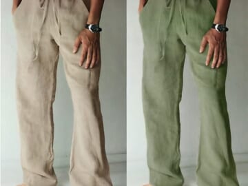 Men's Casual Linen Pants for $8 + 5
