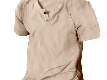 Men's V-Neck Linen Tee for $7 + $5 s&h