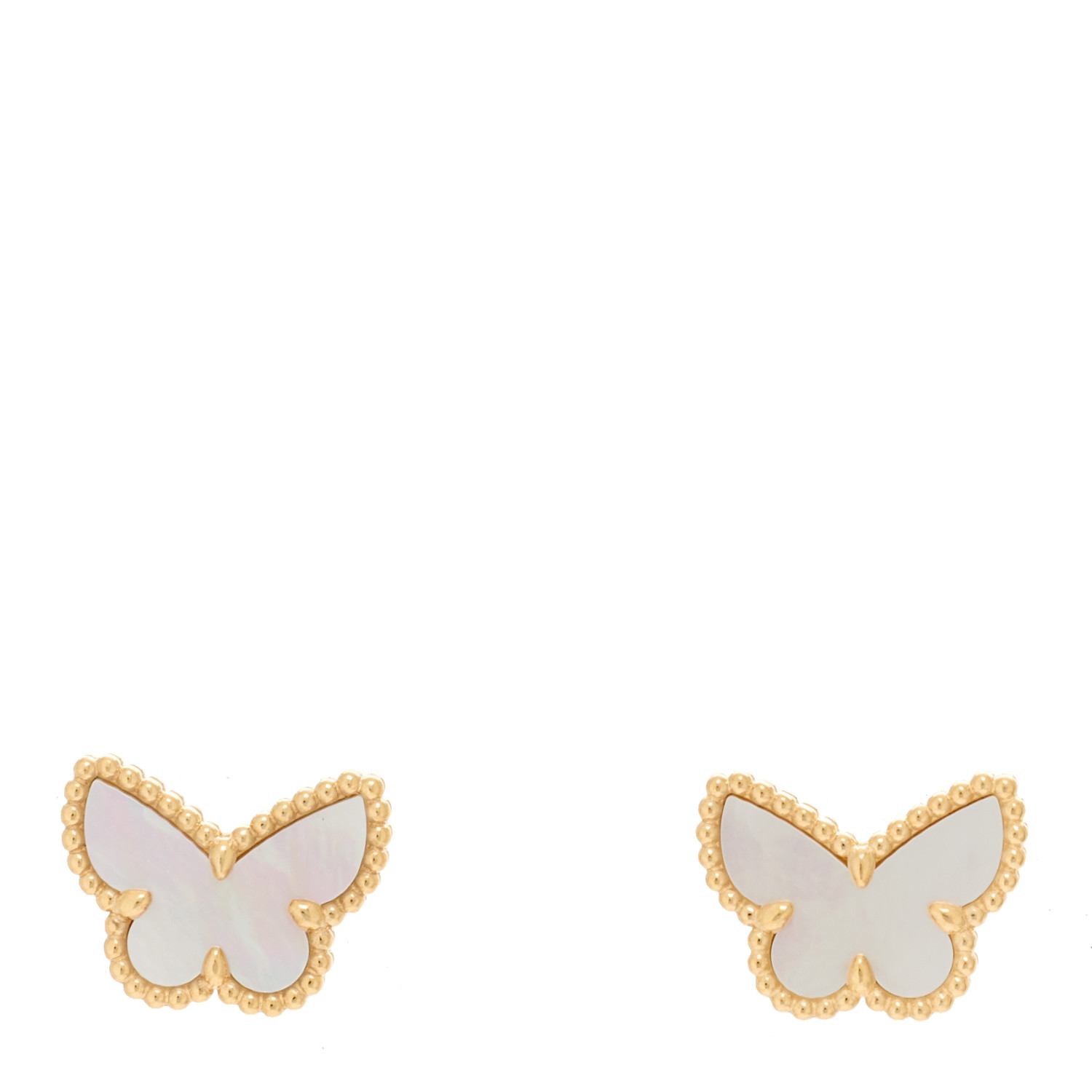 VAN CLEEF & ARPELS 18K Yellow Gold Mother of Pearl Sweet Alhambra Butterfly Earrings by FASHIONPHILE