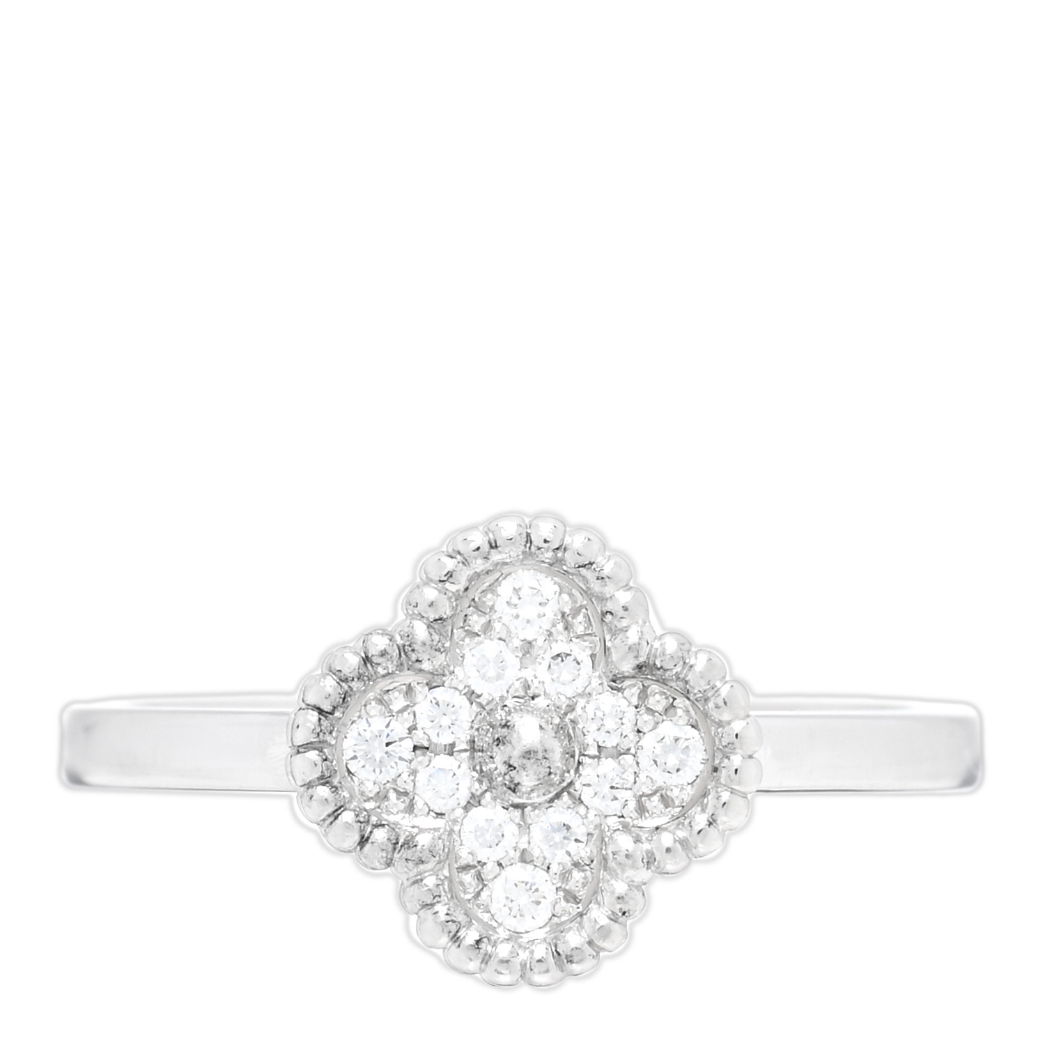VAN CLEEF & ARPELS 18K White Gold Diamond Sweet Alhambra Ring by FASHIONPHILE