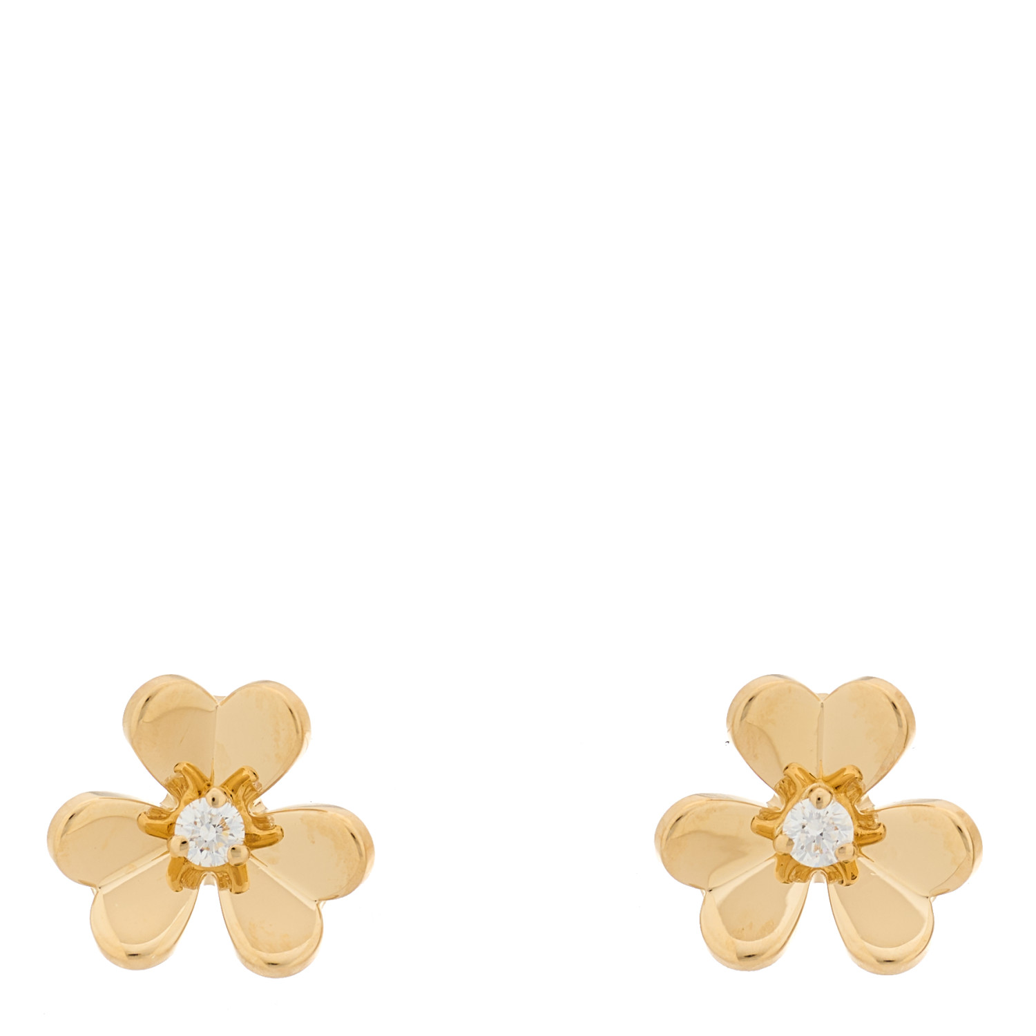 VAN CLEEF & ARPELS 18K Yellow Gold Diamond Mini Frivole Earrings by FASHIONPHILE