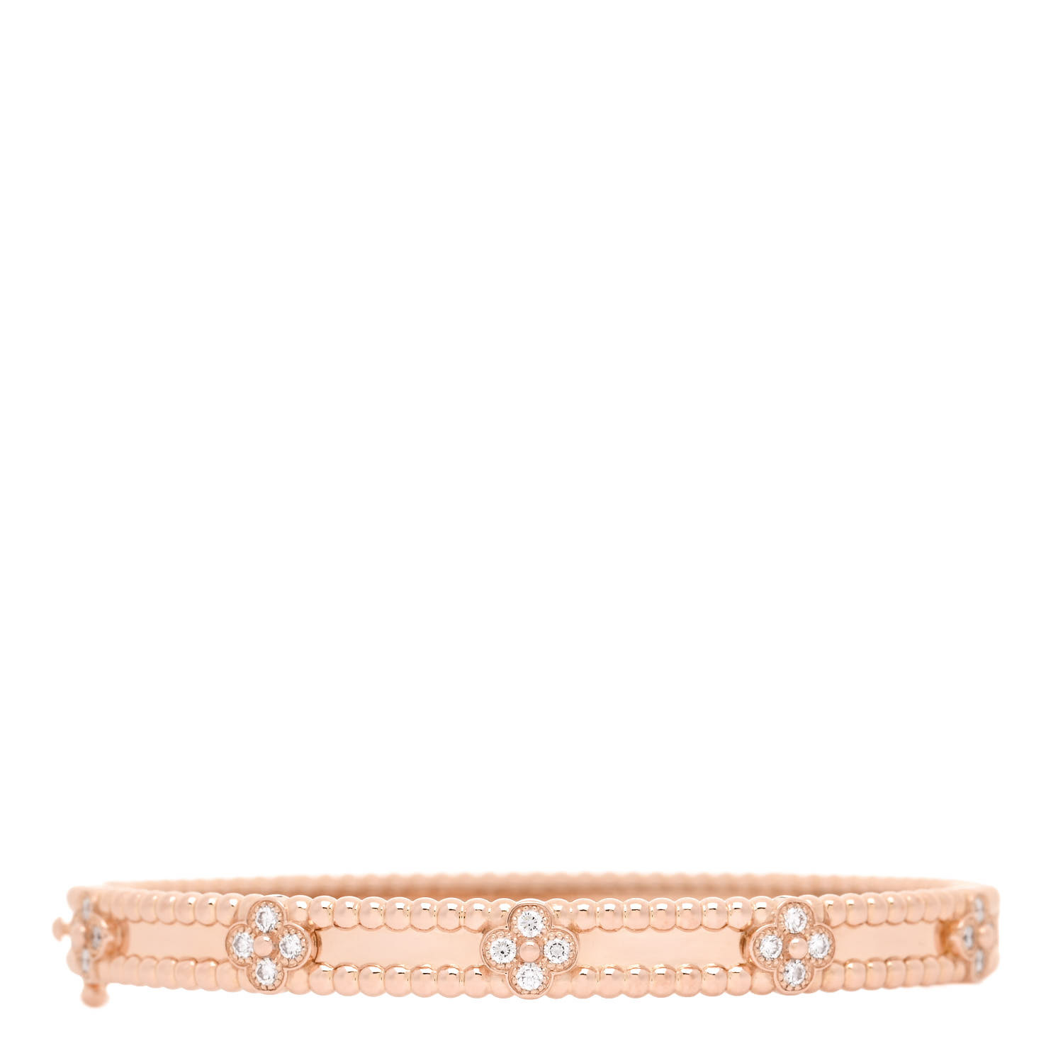 VAN CLEEF & ARPELS 18K Rose Gold Diamond Perlee Sweet Clovers Bracelet by FASHIONPHILE
