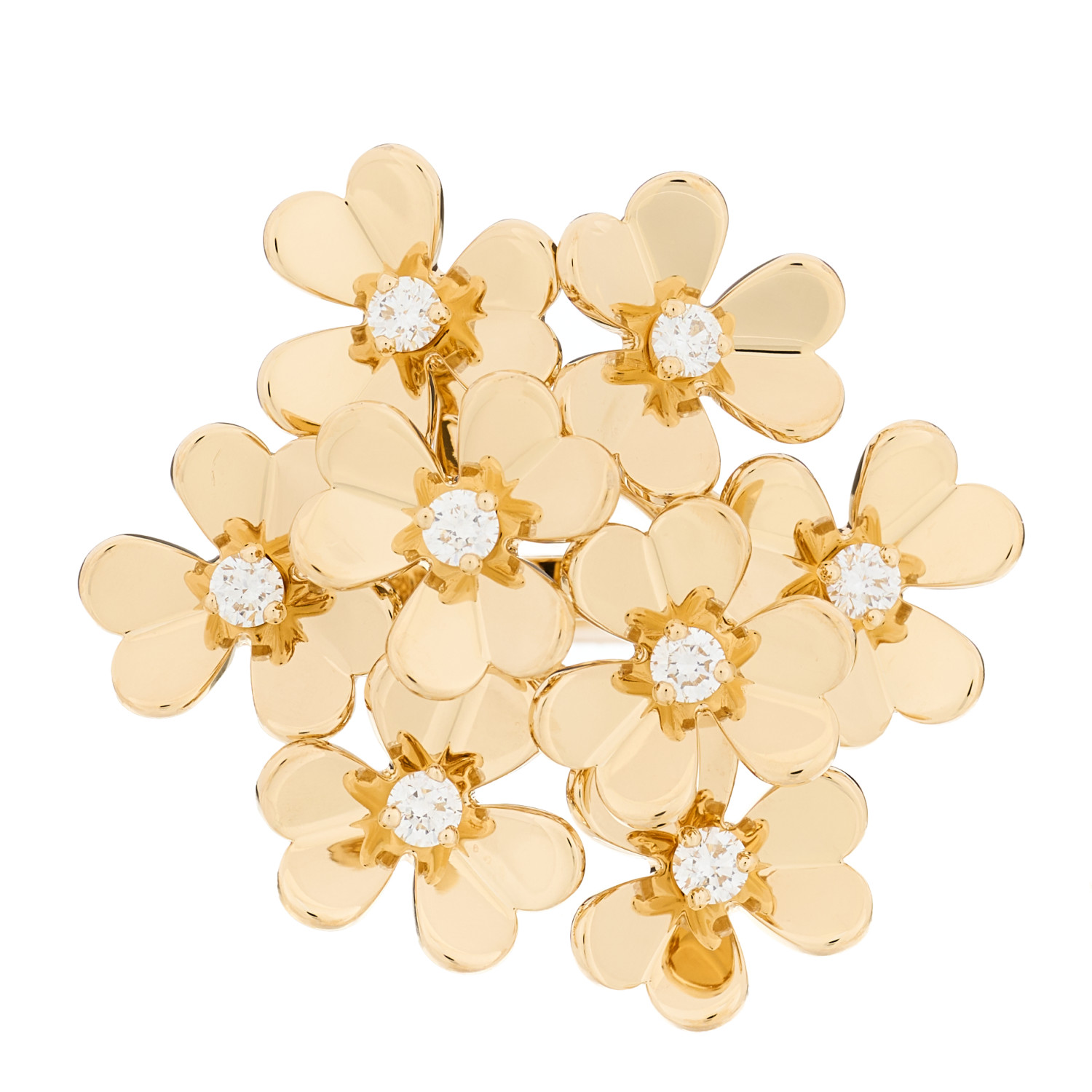 VAN CLEEF & ARPELS 18K Yellow Gold Diamond Frivole 8 Flowers Ring by FASHIONPHILE