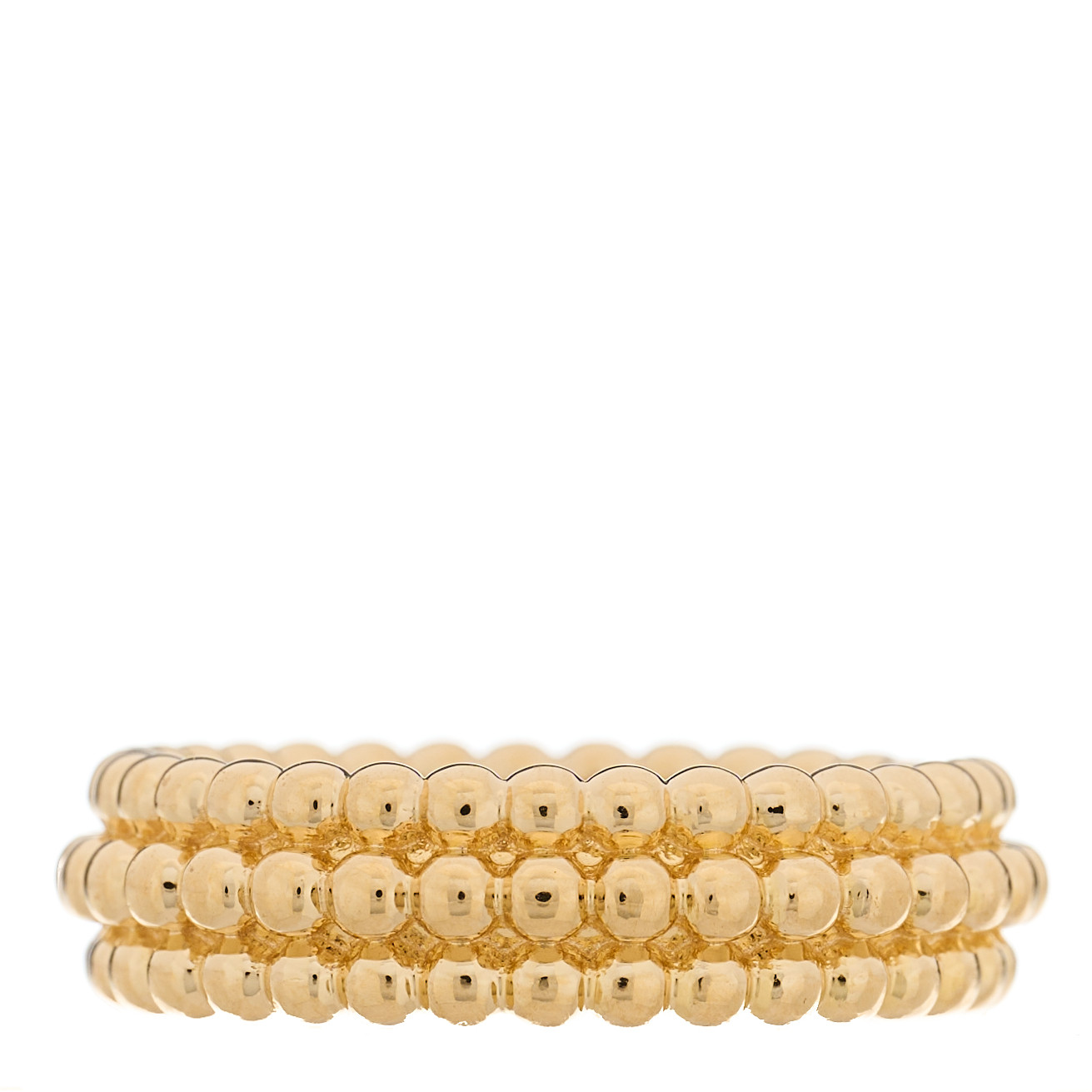 VAN CLEEF & ARPELS 18K Yellow Gold Perlee Pearls of Gold 3 Row Ring by FASHIONPHILE