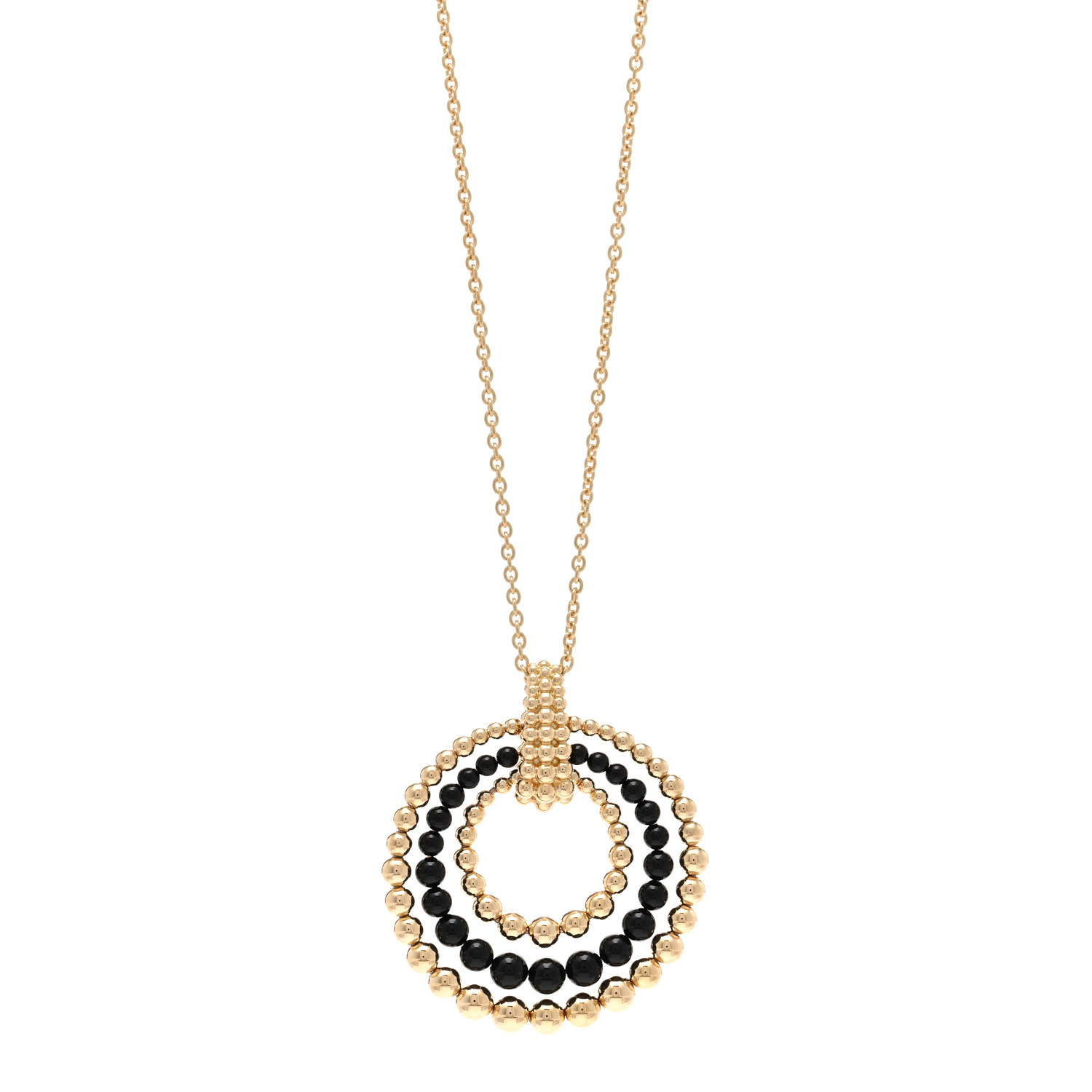 VAN CLEEF & ARPELS 18K Yellow Gold Onyx Perlee Couleurs Transformable Long Necklace by FASHIONPHILE