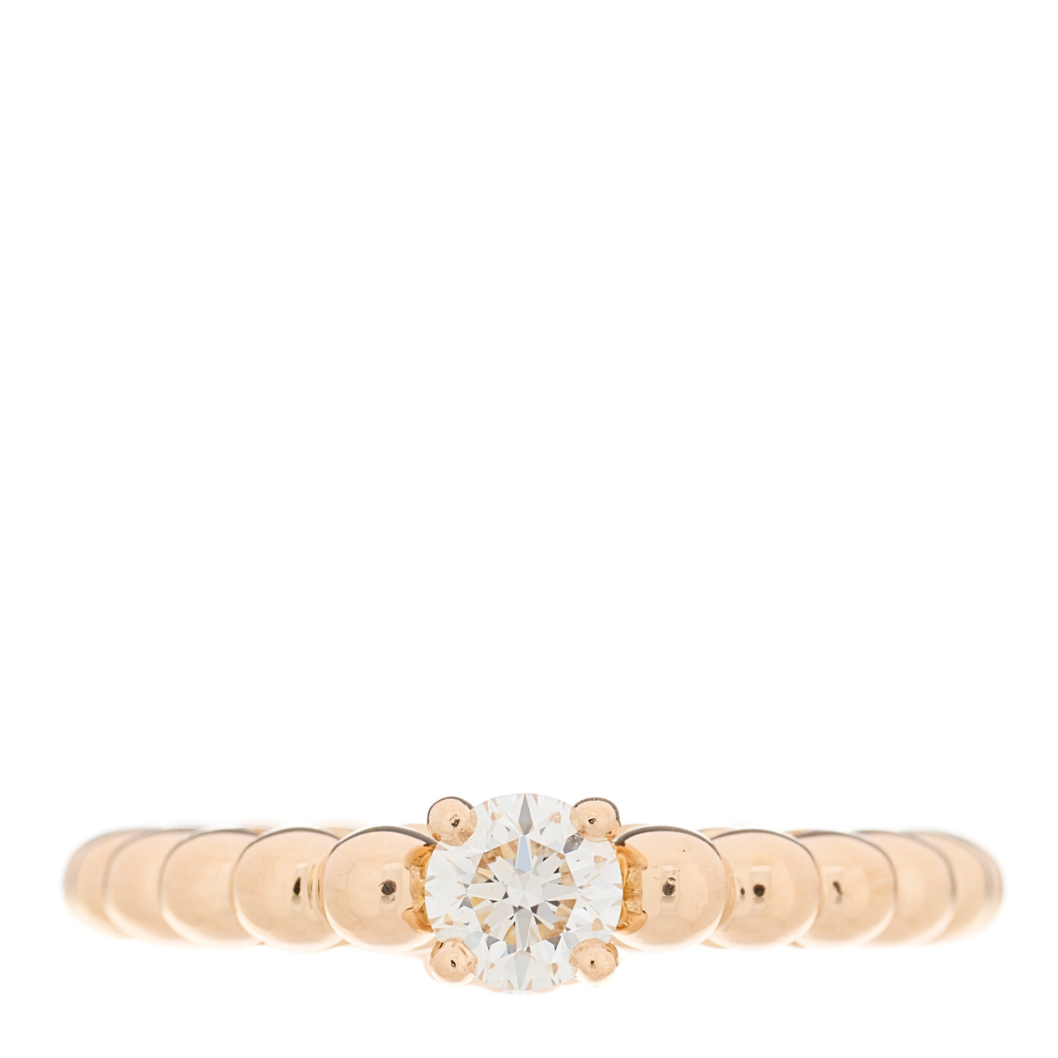 VAN CLEEF & ARPELS 18K Rose Gold Diamond .30ct Perlee Solitaire Engagement Ring by FASHIONPHILE